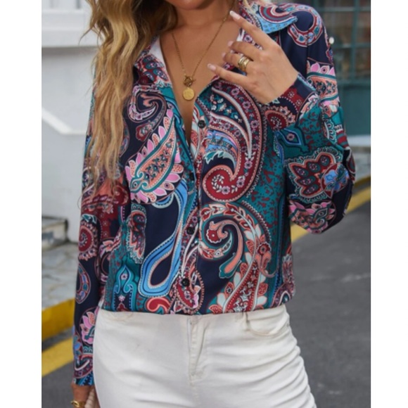 Luxe paisley print button down shirt - Picture 2 of 5